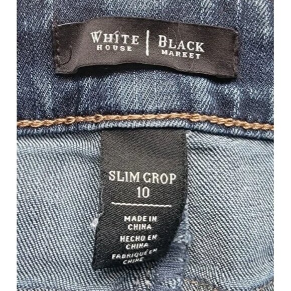 White House Black Market Jeans Size 10 Blue Denim Slim Crop Stretch Flex Fade - Picture 3 of 9